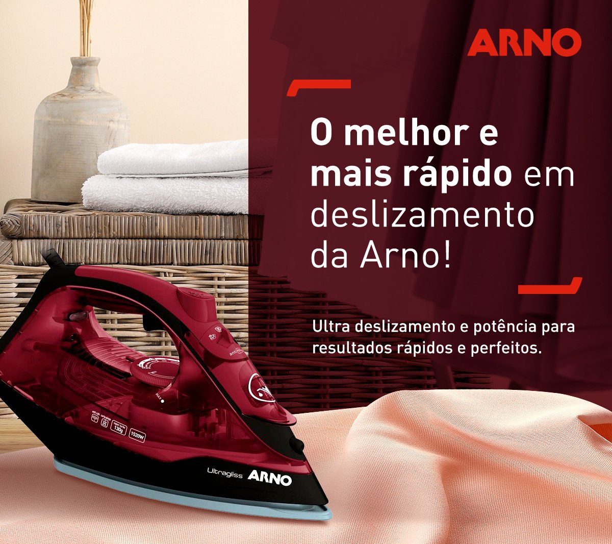 O melhor e mais rápido em deslizamento da Arno!. Ultra deslizamento e potência para resultados rápidos e perfeitos.