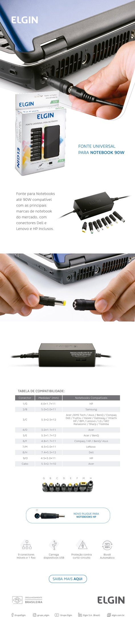 Fonte Universal Elgin p/Notebook FTE-09