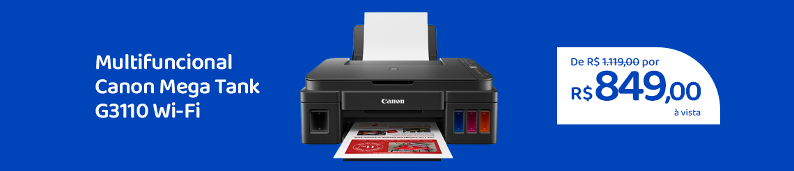 Ofertas da semana - Multifuncional Tanque de Tinta Canon Mega Tank G3110 Wi-Fi