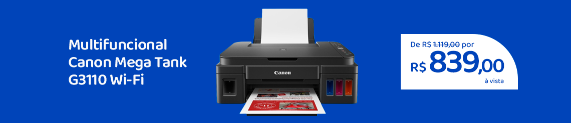 Ofertas da semana - Multifuncional Tanque de Tinta Canon Mega Tank G3110 Wi-Fi