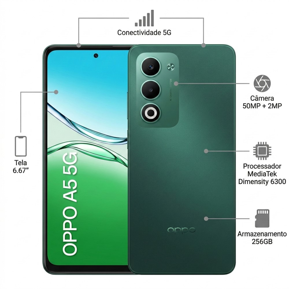 g*a様 OPPO A5 5G 本体 Smartphone Oppo A5 5G 256GB 16GB RAM Tela 6.67