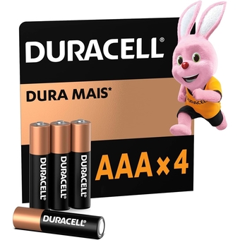 Pilha Alcalina Duracell AAA Palito 4 Unidades
