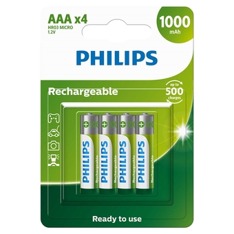 Pilha Recarregável Philips AAA Palito 1000 mAh 4 Unidades