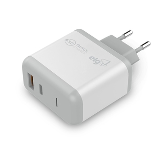 Carregador de Parede ELG 18W USB-A / 20W USB-C Branco