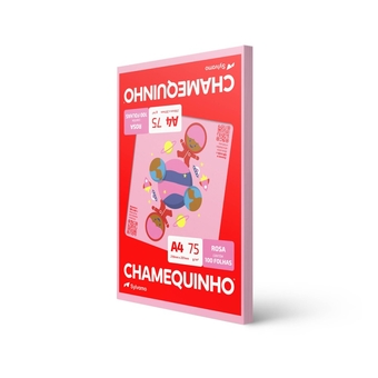 Papel Chamequinho A4 75g/m² 210mm x 297mm Rosa 100 Folhas