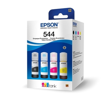 Kit Garrafas de Tinta Epson T544 com 4 Cores Preto Ciano Magenta Amarelo